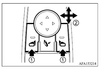 Mitsubishi Outlander driver armrest door mirror selector and adjustment controls