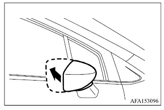 Mitsubishi Outlander manually folding door mirror toward the rear of the vehicle