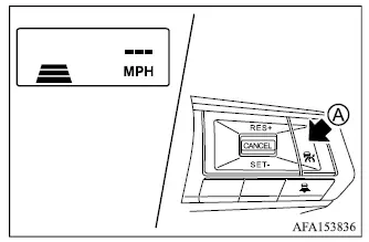 Mitsubishi Outlander MAIN switch for activating ACC vehicle-to-vehicle distance control mode