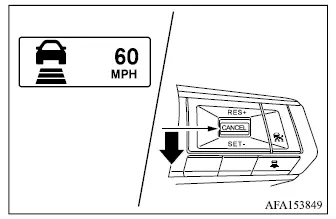Mitsubishi Outlander ACC standby display with set speed and following distance indicators