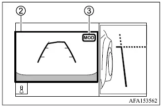 Mitsubishi Outlander rear and front-side Multi Around Monitor views with MOD indication