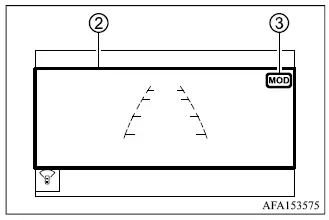 Mitsubishi Outlander MOD indication in front-wide and rear-wide camera views