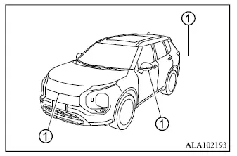 Mitsubishi Outlander camera locations used by the Moving Object Detection system for cleaning and maintenance