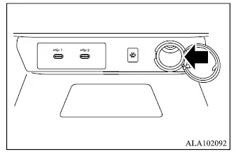 Mitsubishi Outlander 12-volt power outlet location in the instrument panel