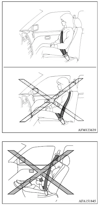 Correct Mitsubishi Outlander shoulder belt routing across the chest and shoulder
