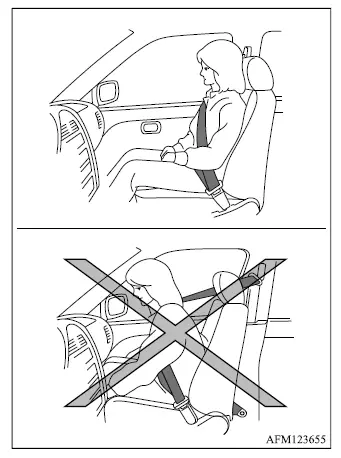Mitsubishi Outlander unsafe seating positions too close to the steering wheel and instrument panel airbags