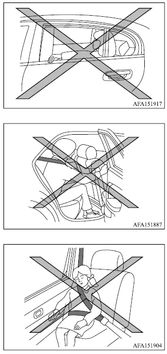 Mitsubishi Outlander rear passenger leaning toward the door and side airbag deployment area