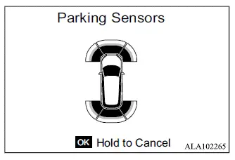 Mitsubishi Outlander Parking Sensors screen for temporary Rear AEB deactivation