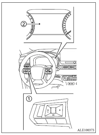 Mitsubishi Outlander rear parking sensor settings with steering wheel controls and multi-information display