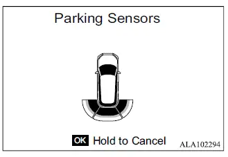 Mitsubishi Outlander Parking Sensors screen for temporary rear sensor deactivation