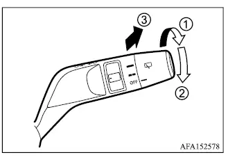 Mitsubishi Outlander rear window wiper and washer switch operating positions