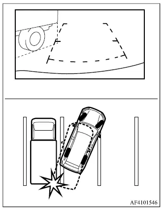 Mitsubishi Outlander rearview camera example of reversing near a projecting truck body