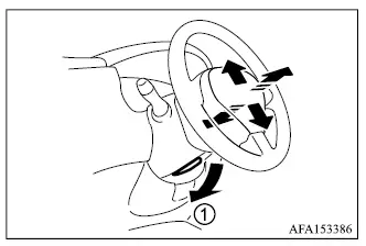 Mitsubishi Outlander tilt and telescopic steering wheel adjustment lever and movement directions