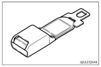 Mitsubishi Outlander front seat belt extender connected between the belt tongue and buckle