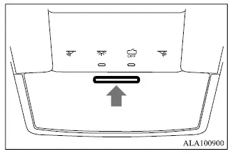 Mitsubishi Outlander overhead sunglasses holder between the sunvisors
