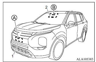 Mitsubishi Outlander FCM radar sensor and front camera locations