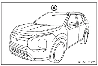 Mitsubishi Outlander Lane Departure Prevention front camera location above the inside rearview mirror