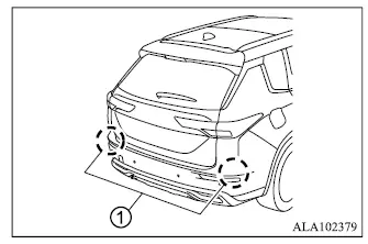 Mitsubishi Outlander rear radar sensor locations near the rear bumper for the RCTA system