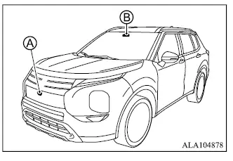 Mitsubishi Outlander ACC front radar sensor and camera sensor locations