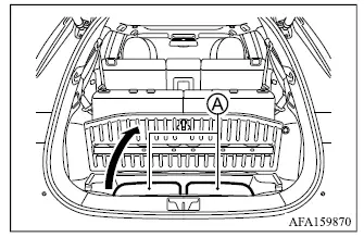 Mitsubishi Outlander third row head restraints stored beneath the luggage floor board