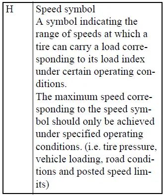 Mitsubishi Outlander tire sidewall service description and rating information