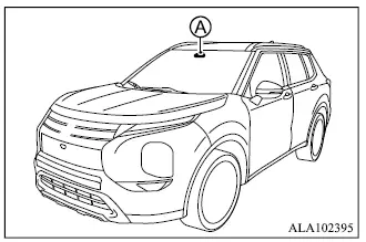 Mitsubishi Outlander front camera location used by the Traffic Sign Recognition system